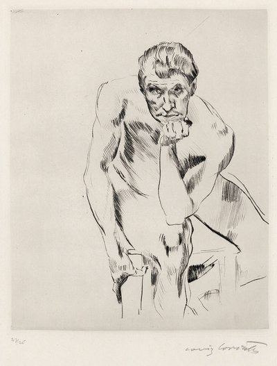 Seated Male Nude, Thinking by Lovis Corinth
